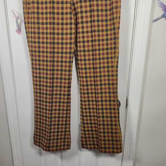 Philosophy Republic Mustard & Burgundy Plaid Flare High Waist Pants Size: M - Picture 5 of 10